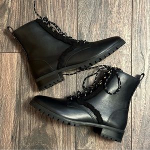 Kate Spade Raquelle Fur Trim Combat Boots size 7 NWOT